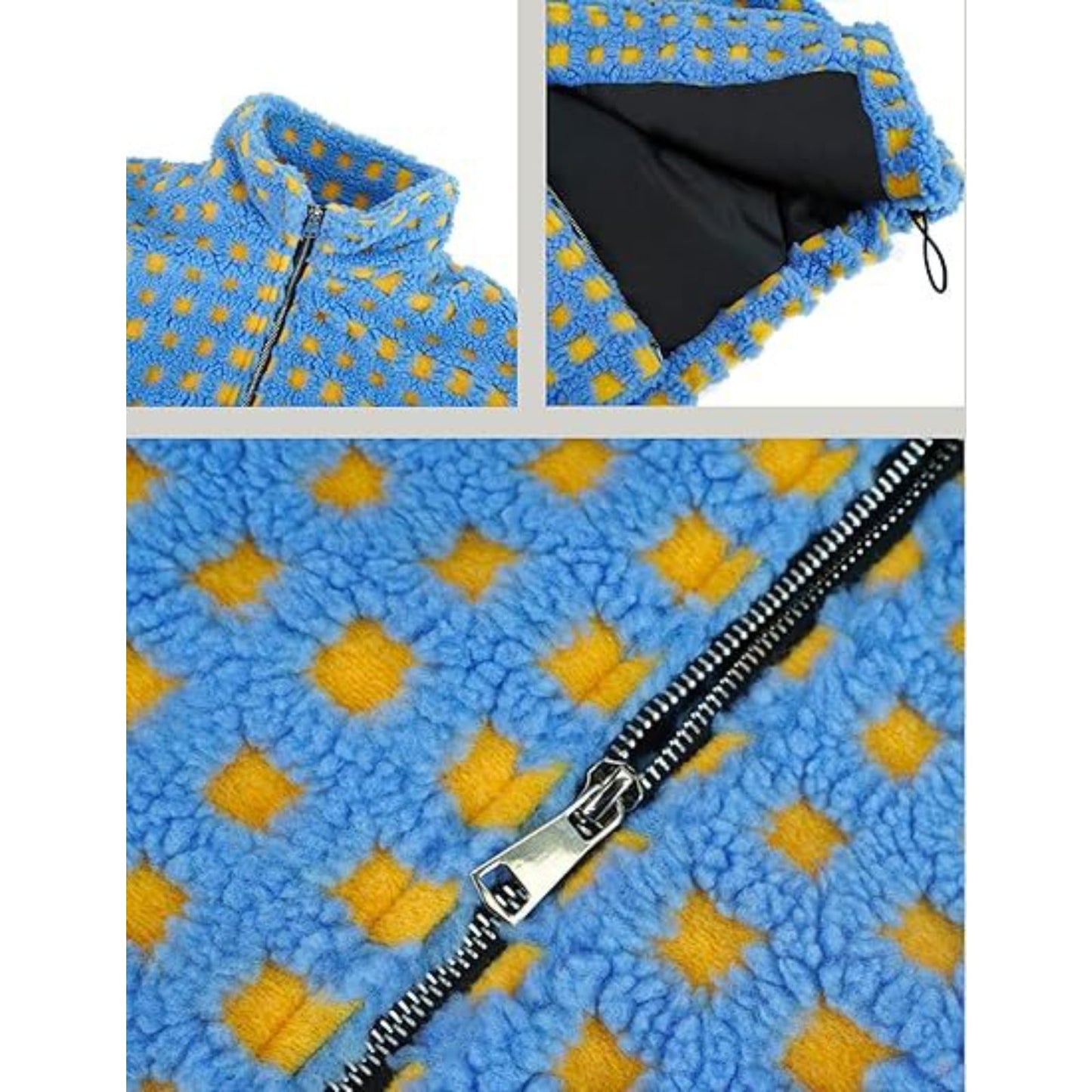 Women's Plaid Sherpa Jacket, Fashion Casual Loose Fit Coat, Warm Fuzzy Lamb Wool Shacket for Fall Winter Outwear