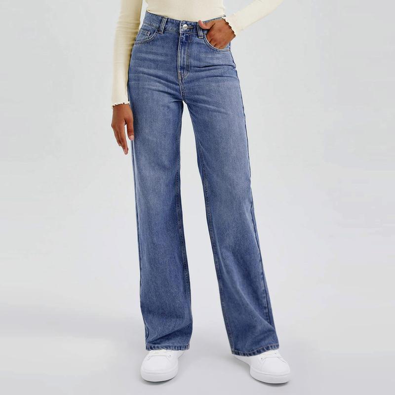 🔥Women's Minimalist High Waist Denim Stretch Wide Leg Jeans, Trendy Multi-Pocket Denim Trousers for Women, Classic Women's Pants, Street Womenswear