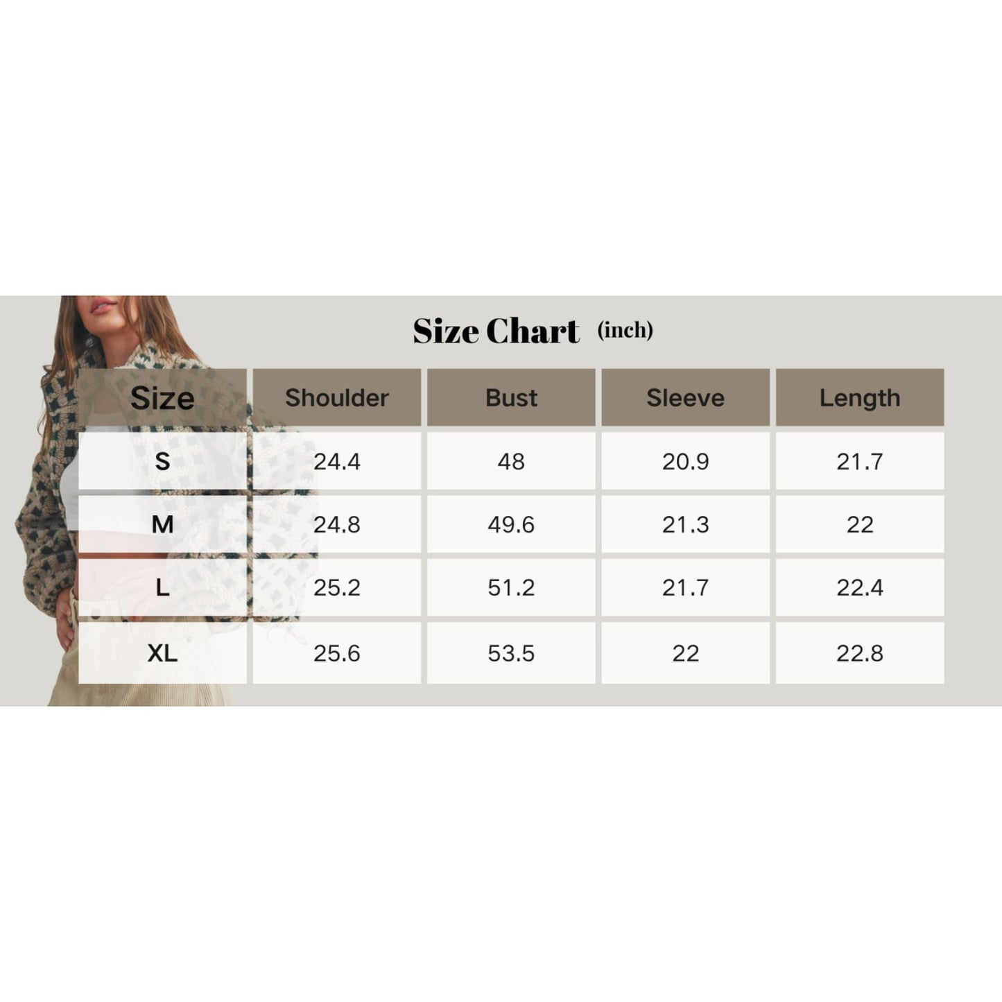 Women's Plaid Sherpa Jacket, Fashion Casual Loose Fit Coat, Warm Fuzzy Lamb Wool Shacket for Fall Winter Outwear