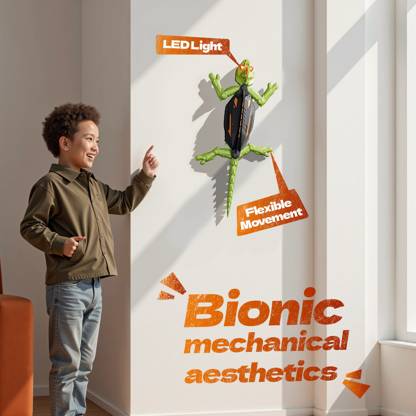 🔥LOVILDS Wall Crawler Gecko - LED RC Toy for Indoor Family Fun & Prank Gifts