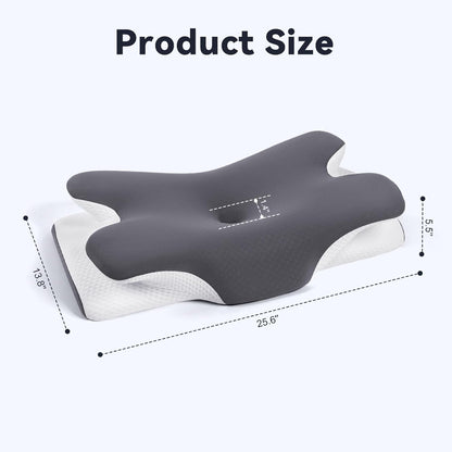 Cervical Pillow for Neck and Shoulder Pain Relief - Ergonomic Contour Pillow with Cooling Memory Foam for Orthopedic Support, Bed Pillow for Side, Back and Stomach Sleepers