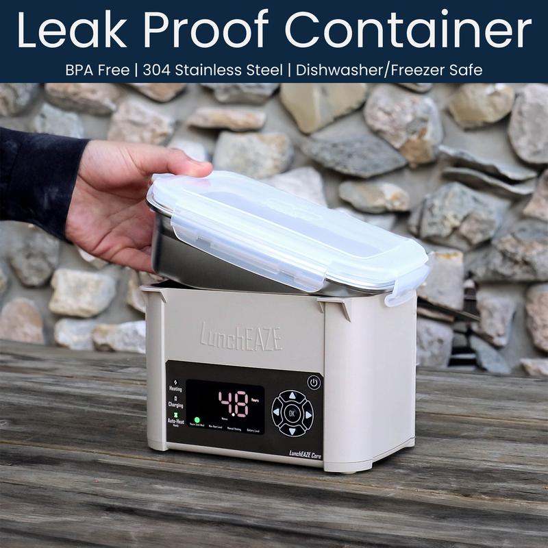 🔥 Cordless Heated Lunchbox – Battery-Powered, 4-Cup Capacity, 220°F Max, Automatic Scheduled Heating