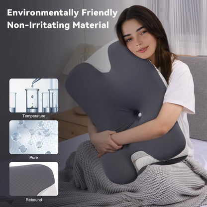 Cervical Pillow for Neck and Shoulder Pain Relief - Ergonomic Contour Pillow with Cooling Memory Foam for Orthopedic Support, Bed Pillow for Side, Back and Stomach Sleepers