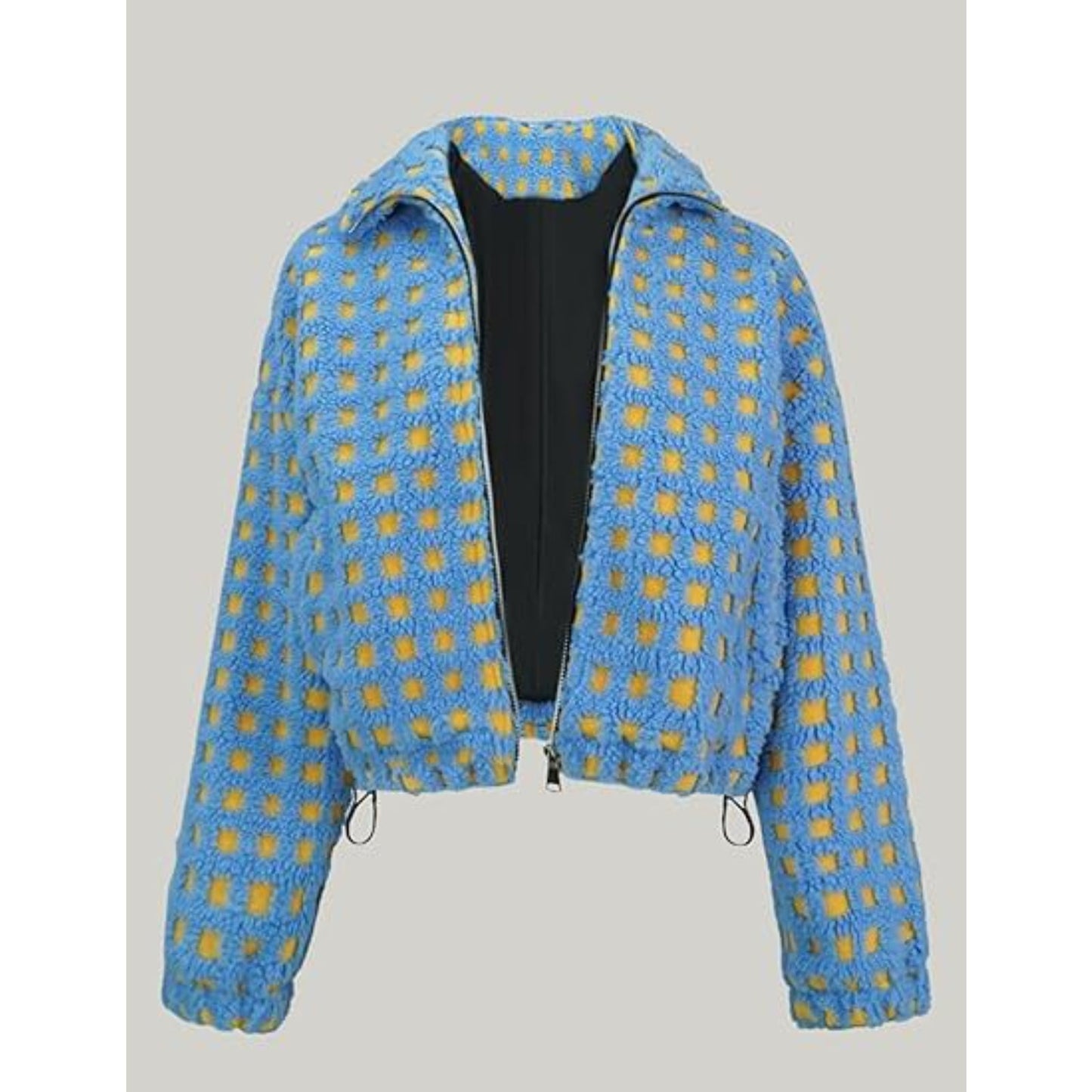 Women's Plaid Sherpa Jacket, Fashion Casual Loose Fit Coat, Warm Fuzzy Lamb Wool Shacket for Fall Winter Outwear