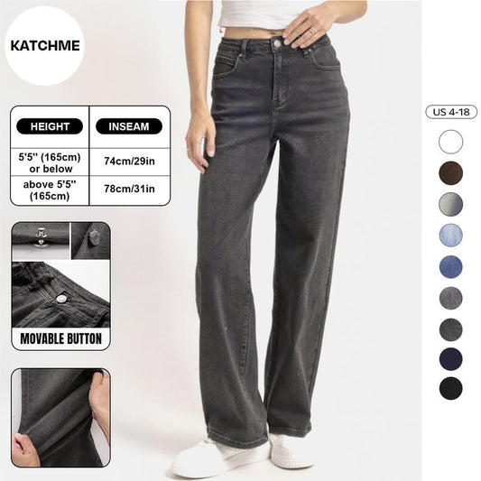 🔥Women's Minimalist High Waist Denim Stretch Wide Leg Jeans, Trendy Multi-Pocket Denim Trousers for Women, Classic Women's Pants, Street Womenswear