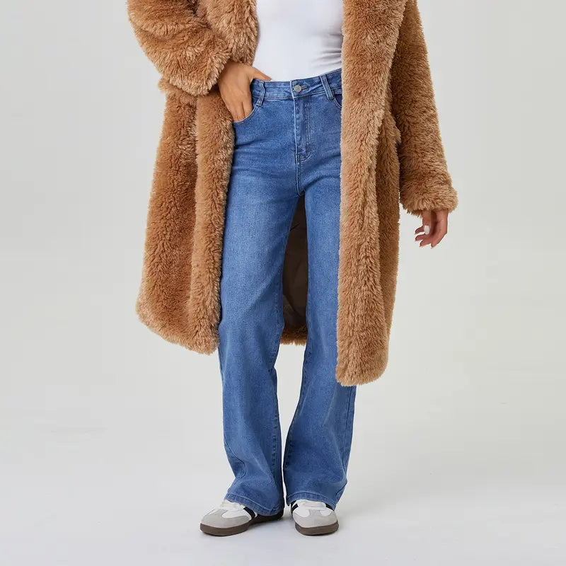 🔥Women's Minimalist High Waist Denim Stretch Wide Leg Jeans, Trendy Multi-Pocket Denim Trousers for Women, Classic Women's Pants, Street Womenswear