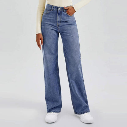 🔥Women's Minimalist High Waist Denim Stretch Wide Leg Jeans, Trendy Multi-Pocket Denim Trousers for Women, Classic Women's Pants, Street Womenswear
